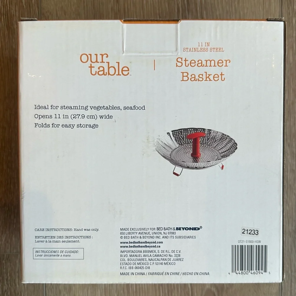 NWT Stainless Steel Steamer Basket Red Handle